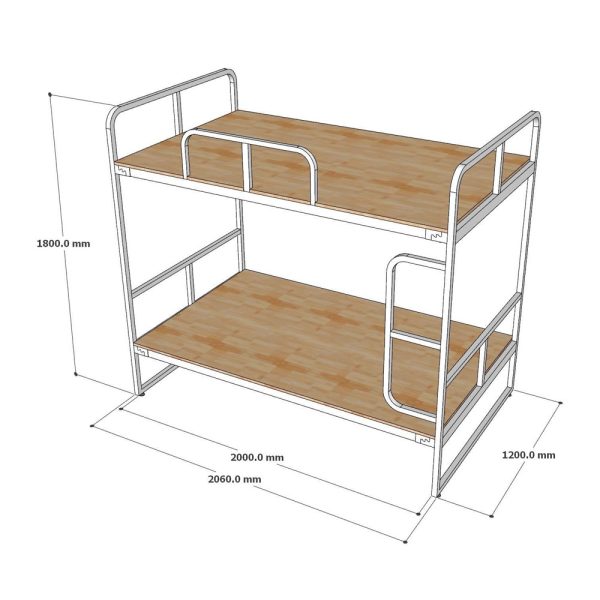 Giường tầng khung sắt lắp ráp mặt gỗ tự nhiên GT013