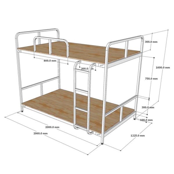 Giường tầng khung sắt lắp ráp mặt gỗ tự nhiên GT014