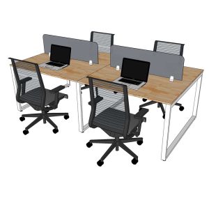 Bàn cụm 4 người 120x240cm hệ RECTANG chân sắt lắp ráp