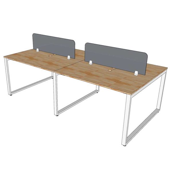 Bàn cụm 4 người 120x240cm hệ RECTANG chân sắt lắp ráp