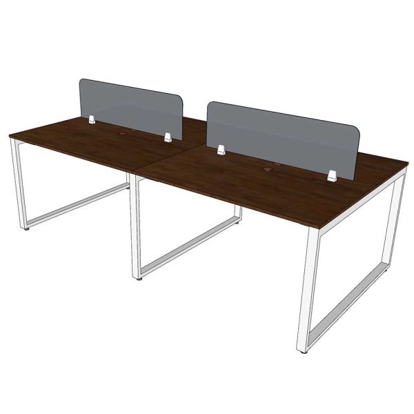Bàn cụm 4 người 120x240cm hệ RECTANG chân sắt lắp ráp