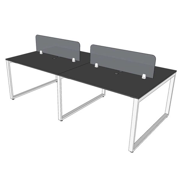 Bàn cụm 4 người 120x240cm hệ RECTANG chân sắt lắp ráp