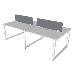 Bàn cụm 4 người 120x240cm hệ RECTANG chân sắt lắp ráp