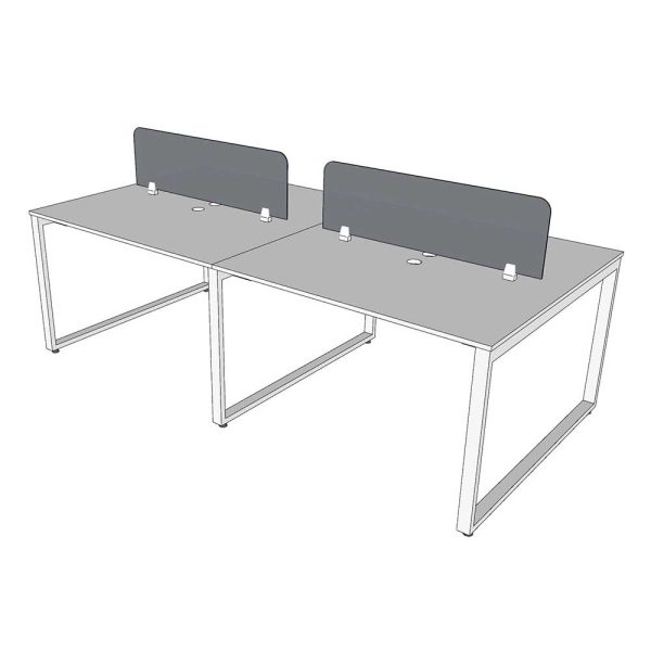 Bàn cụm 4 người 120x240cm hệ RECTANG chân sắt lắp ráp