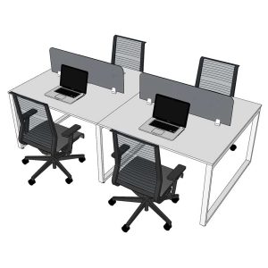 Bàn cụm 4 người 120x240cm hệ RECTANG chân sắt lắp ráp