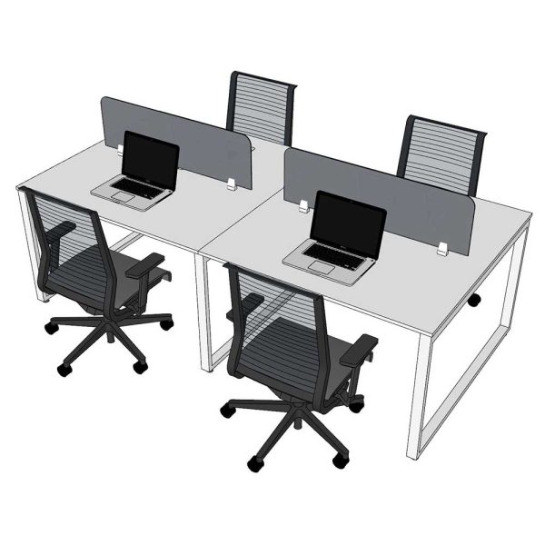 Bàn cụm 4 người 120x240cm hệ RECTANG chân sắt lắp ráp
