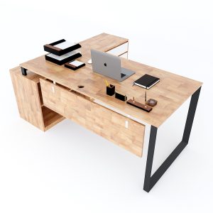 Bàn giám đốc 180x160cm hệ Trian chân sắt tam giác