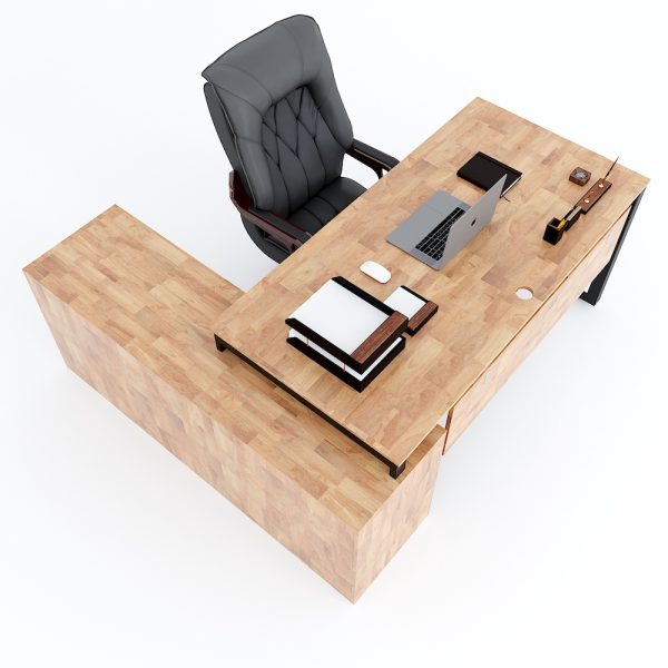 Bàn giám đốc 180x160cm hệ Trian chân sắt tam giác