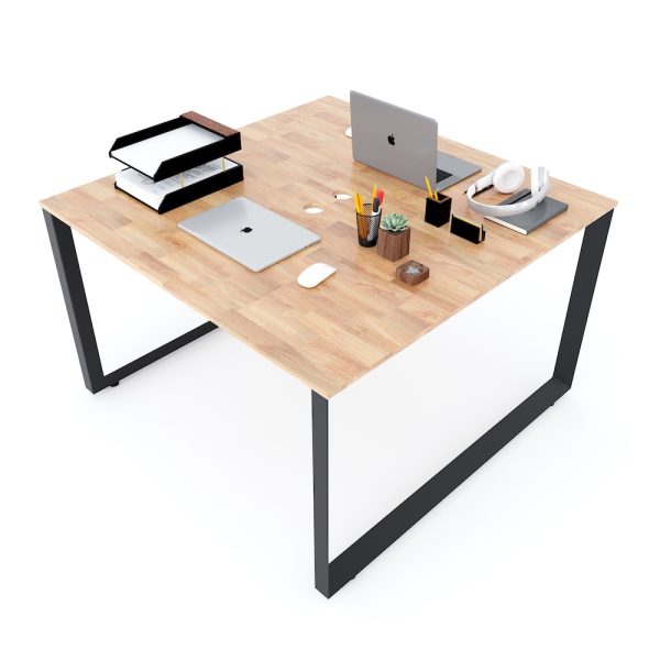 Bàn cụm 2 chỗ ngồi 120x120cm hệ Trian chân sắt tam giác