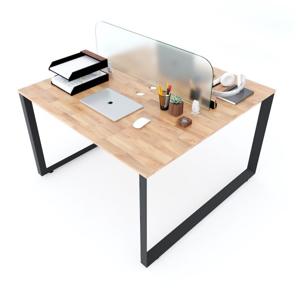 Bàn cụm 2 chỗ ngồi 120x120cm hệ Trian chân sắt tam giác