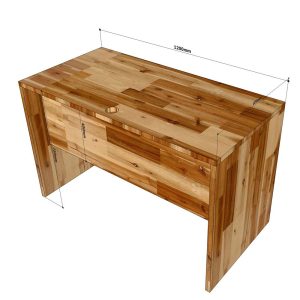 Bàn làm việc có tấm chắn 120x60cm gỗ tràm dày 25mm hệ Wooden HBWD029