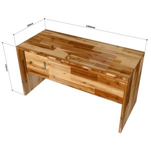 Bàn làm việc có tấm chắn 140x60cm gỗ tràm dày 25mm hệ Wooden HBWD030