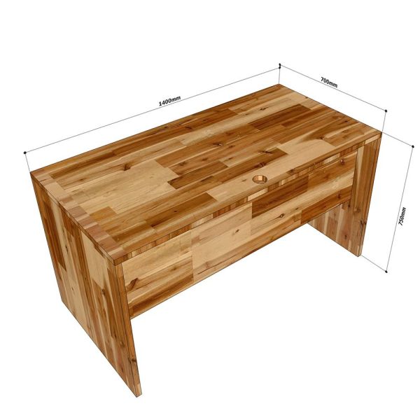 Bàn làm việc có tấm chắn 140x70cm gỗ tràm dày 25mm hệ Wooden HBWD031