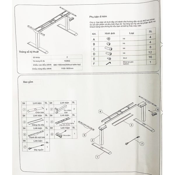 hướng dẫn lắp đặt và sử dụng chân bàn điện