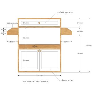 Kệ bếp di động đa năng KISPLA mặt gỗ tre