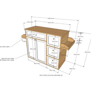 Kệ bếp di động KONA3 mặt gỗ tre (120x40x80cm)