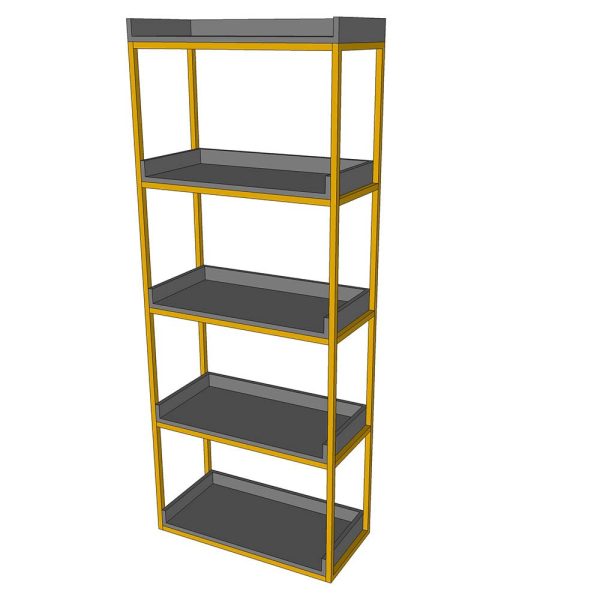 Kệ sách trang trí 5 tầng khung sắt gỗ cao su KS68133