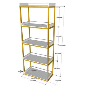 Kệ sách trang trí 5 tầng khung sắt gỗ cao su KS68133