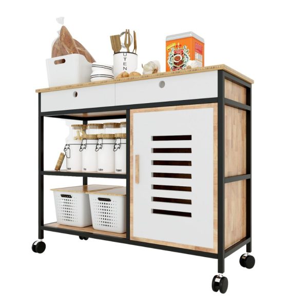 Kệ bếp di động đa năng THONET khung sắt mặt gỗ tre  KB68013