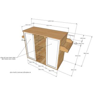 Kệ bếp di động KONA2 mặt gỗ tre