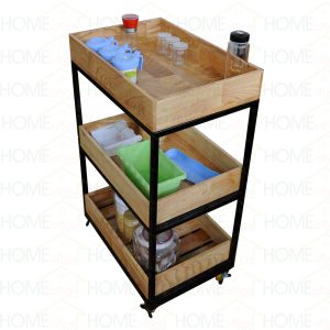 KB68001 - Kệ để đồ nhà bếp gỗ Kitchenshelf 3 tầng có bánh xe - 40x60x80 (cm)