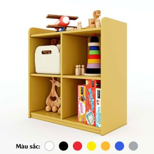 Kệ mầm non 4 ngăn 79x40x88cm gỗ cao su sơn sơn màu KGS004