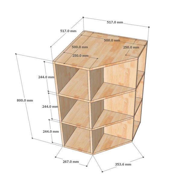 Kệ góc tường 50x50x80cm gỗ cao su KGT68029