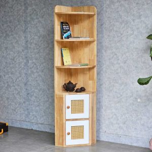 Kệ góc tường có ngăn tủ 35x35x160cm gỗ cao su KGT68030