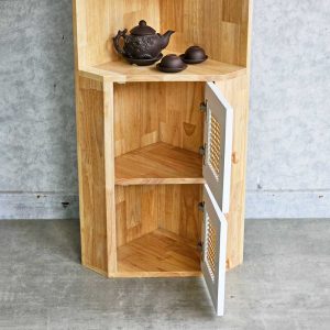 Kệ góc tường có ngăn tủ 35x35x160cm gỗ cao su KGT68030