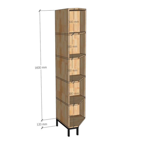 Kệ góc tường 5 tầng 40x32x172cm gỗ cao su KGT68026