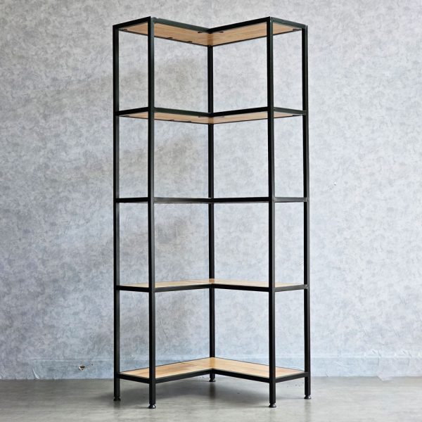 Kệ góc tường 5 tầng 60x60x160cm khung sắt gỗ cao su KGT68025