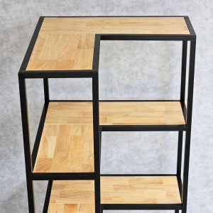 Kệ góc tường 5 tầng 60x60x160cm khung sắt gỗ cao su KGT68025