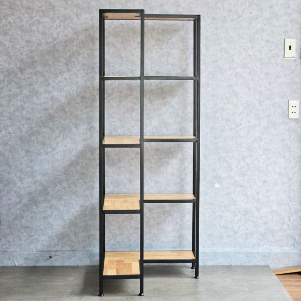 Kệ góc tường 5 tầng 60x60x160cm khung sắt gỗ cao su KGT68025