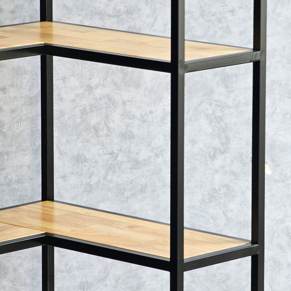 Kệ góc tường 5 tầng 60x60x160cm khung sắt gỗ cao su KGT68025