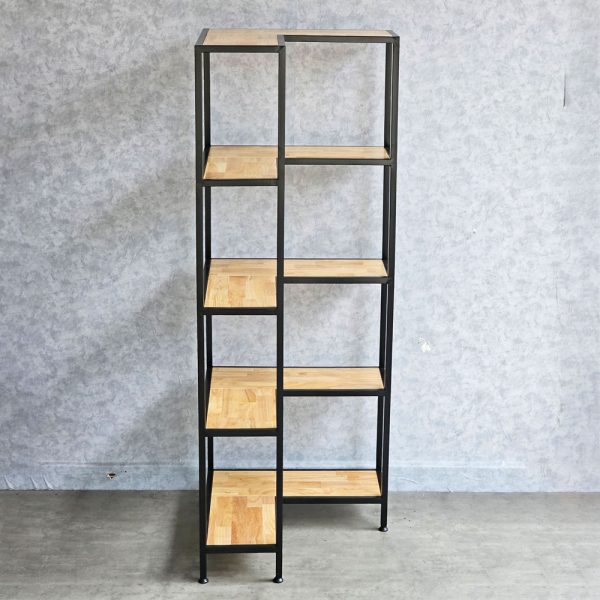 Kệ góc tường 5 tầng 60x60x160cm khung sắt gỗ cao su KGT68025