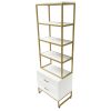 Kệ sách trang trí có ngăn kéo khung sắt gỗ cao su KS68130