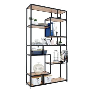 Kệ trang trí khung sắt 100x30x180cm gỗ cao su KTB68071