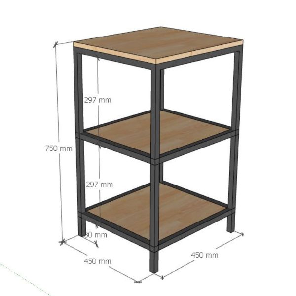 Kệ đứng 2 tầng 45x45x75cm gỗ plywood khung sắt KTB68160
