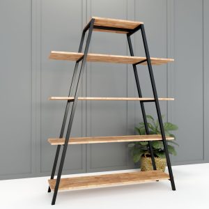 Kệ khung sắt chữ A 5 tầng gỗ cao su (120x35x160cm)