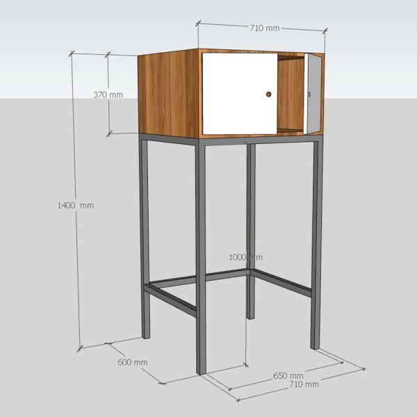 Kệ máy giặt 70x60x140cm gỗ cao su KMG68017