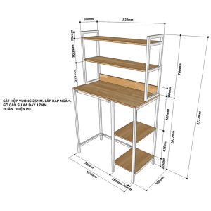 Kệ máy 3 tầng giặt gỗ cao su khung sắt KMG68006