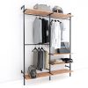 Giá kệ treo quần áo gỗ cao su khung sắt KQA68052