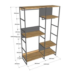 Tủ Kệ quần áo gỗ cao su khung sắt KQA68059