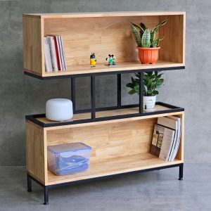 Kệ sách 2 ngăn 100x30x120cm gỗ cao su khung sắt KTB146