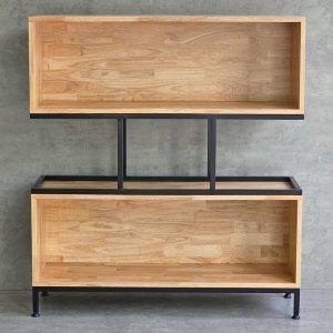 Kệ sách 2 ngăn 100x30x120cm gỗ cao su khung sắt KTB146