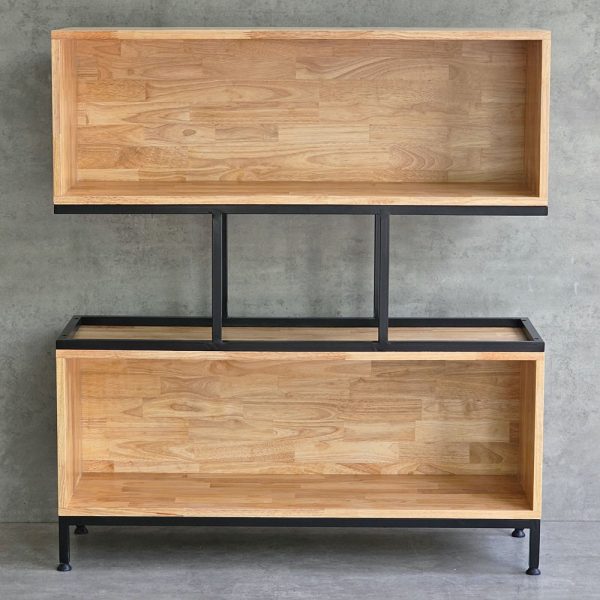 Kệ sách 2 ngăn 100x30x120cm gỗ cao su khung sắt KTB146