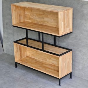 Kệ sách 2 ngăn 100x30x120cm gỗ cao su khung sắt KTB146