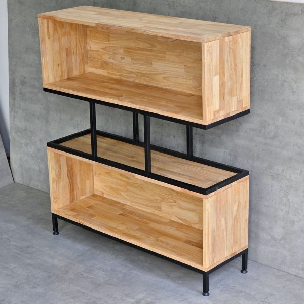 Kệ sách 2 ngăn 100x30x120cm gỗ cao su khung sắt KTB146