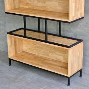 Kệ sách 2 ngăn 100x30x120cm gỗ cao su khung sắt KTB146