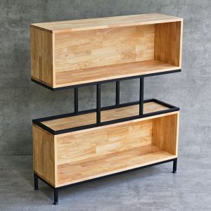 Kệ sách 2 ngăn 100x30x120cm gỗ cao su khung sắt KTB146